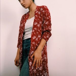 Floral Print Button Down Kimono